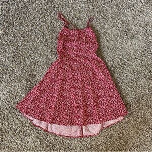 Medium Open-Back Red and White Flowy Sundress